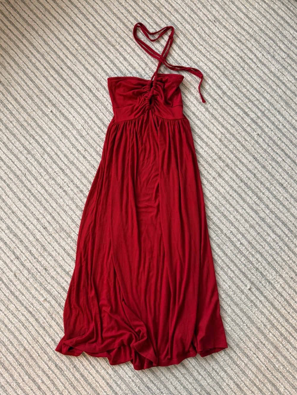 American Eagle Outfitters keyhole Red Maxi Dress with Halter Tie